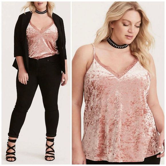 torrid Tops - Torrid Lace Trim Velvet Cami